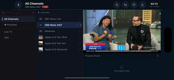 IPTV Core IPTV player screenshot — live TV, series and movies on iPhone