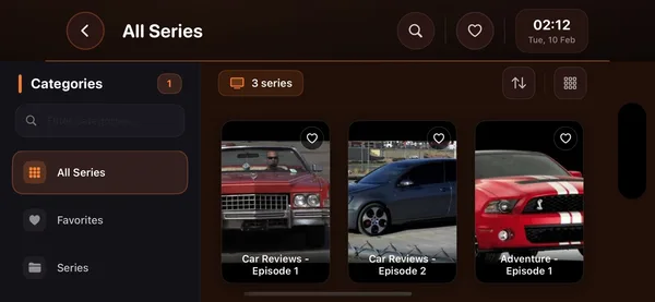 IPTV Core IPTV player screenshot — live TV, series and movies on iPhone